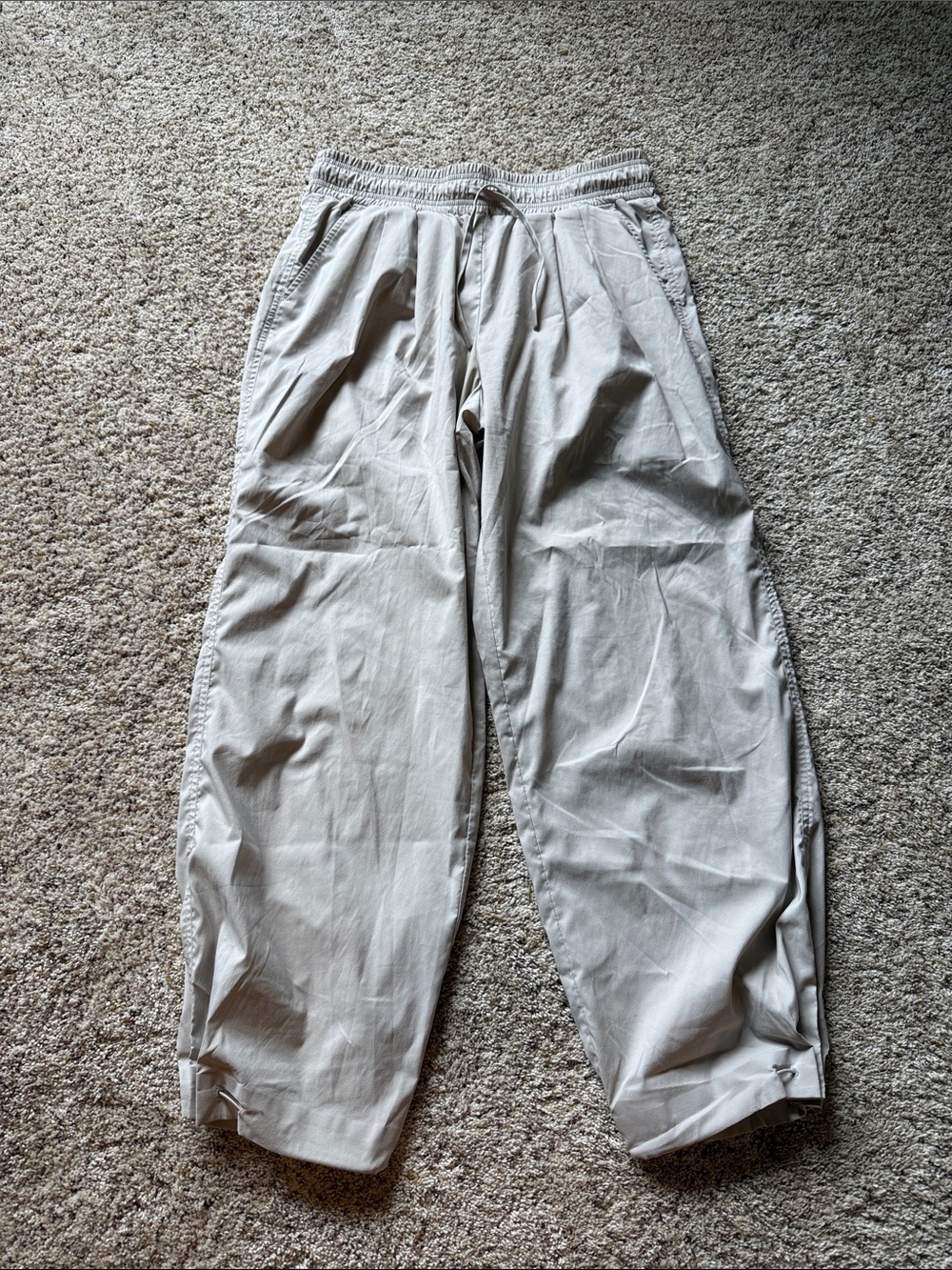 Athleta Light Beige Track Pants with Elastic Waist